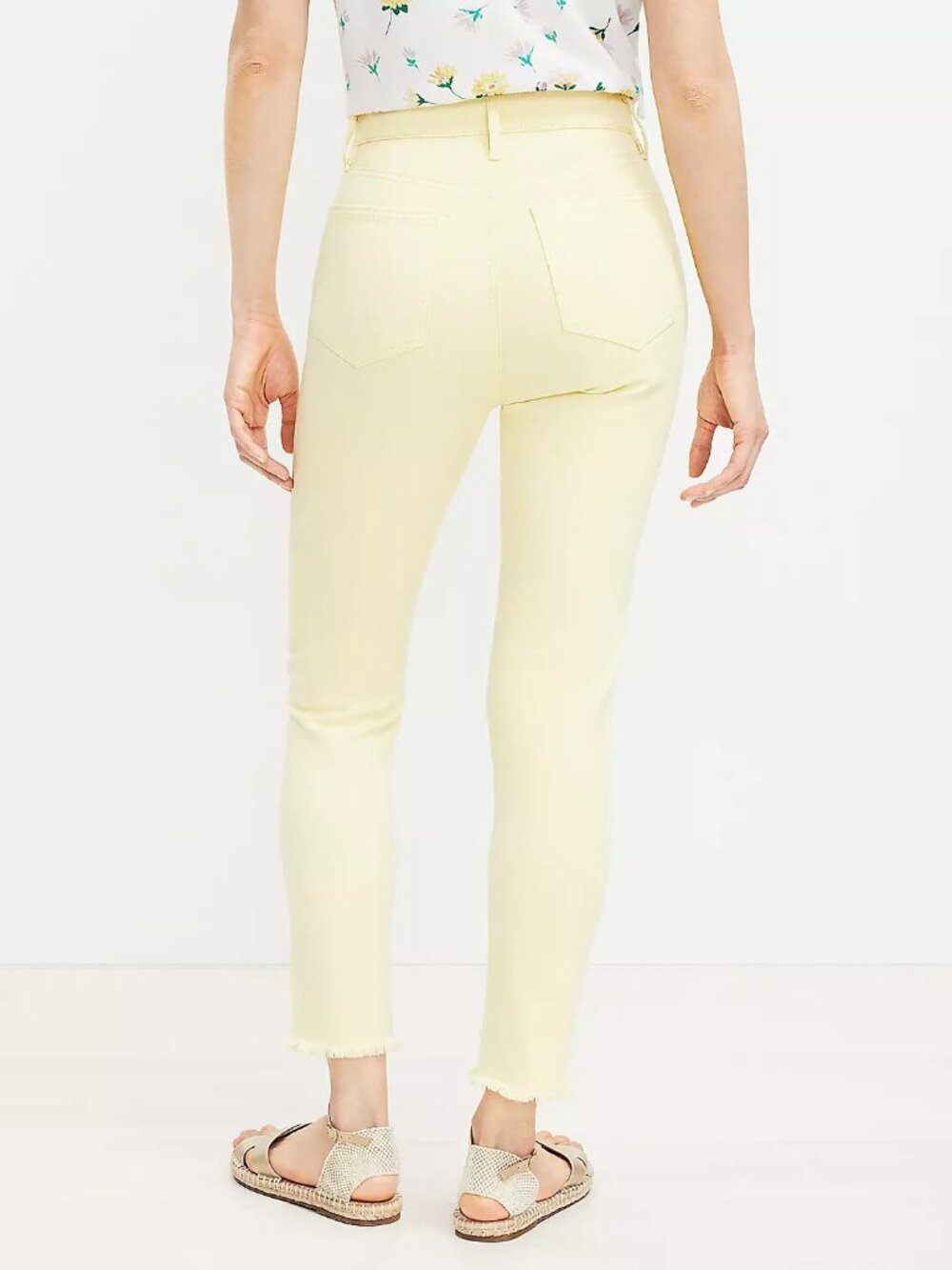 LOFT Skinny Ankle Jeans Womens 29 / 8 Yellow Pants High Rise Denim Frayed - Picture 6 of 6